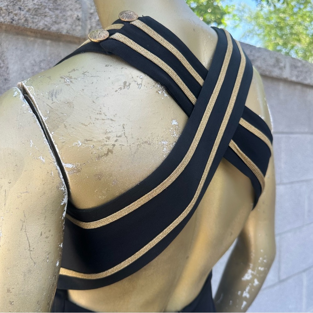 Vintage BB/COLLECTIONS CRISS-CROSS BACK CROPPED Jumpsuit 32” bust, 24” waist - Picture 9 of 13